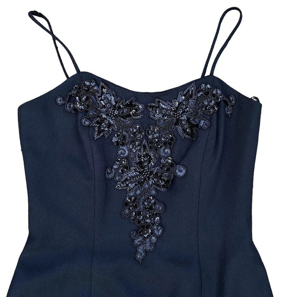 Vintage Alex Evenings Black Beaded Made In U.S.A Cocktail Knee Length Dress - Picture 3 of 13